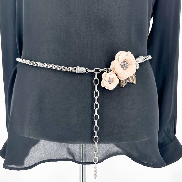 Brighton Accessories - Brighton Chain Belt with Pink Leather Flower